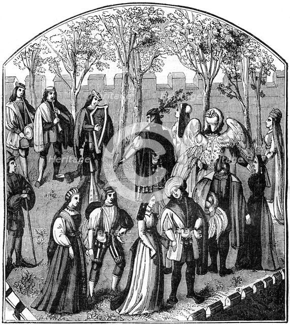 A dance in a garden, c13th-15th century (1882-1884). Artist: Unknown