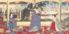 A Dance Party: Enjoying Cherry Blossom Viewing at Ueno (Tobukai Ueno oka yuran no z..., March, 1887. Creator: Chikanobu Yoshu
