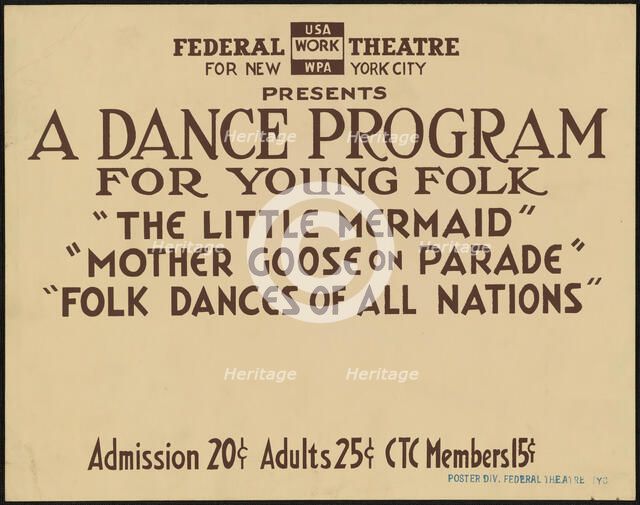 A Dance Program for Young Folks, New York, 1937. Creator: Unknown.