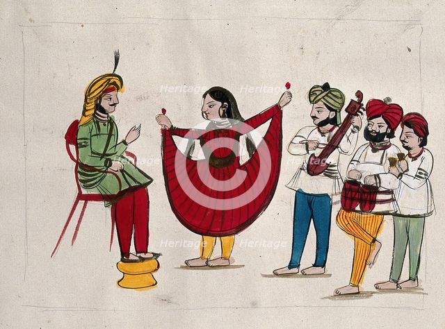 A dancing girl with musicians performing. Creator: Unknown.