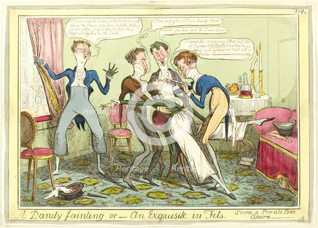 A Dandy Fainting, published December 11, 1818. Creator: Isaac Robert Cruikshank.