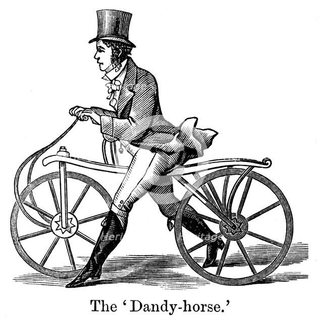 A Dandy-Horse or Draisienne of the type fashionable c1820. Artist: Unknown