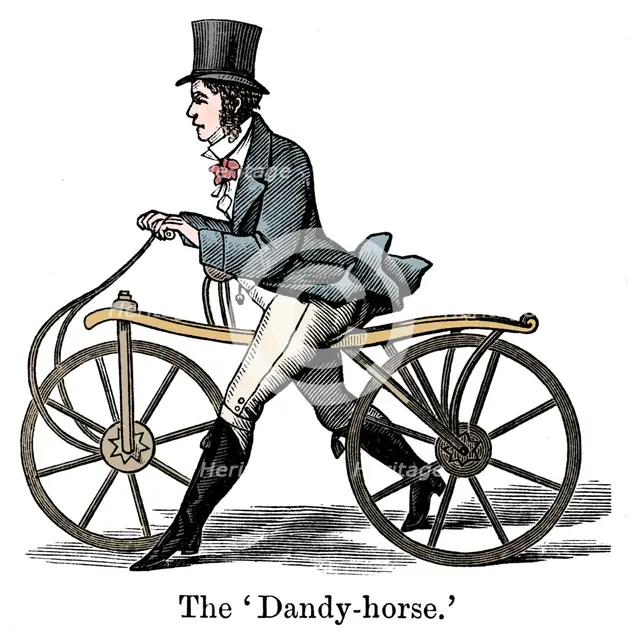 A Dandy-Horse or Draisienne of the type fashionable c1820. Artist: Unknown.