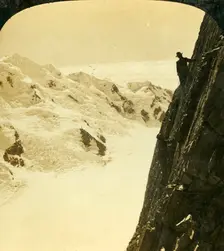 A Dangerous Ascent, Mount Malte Brun, New Zealand, c1909. Creator: George Rose