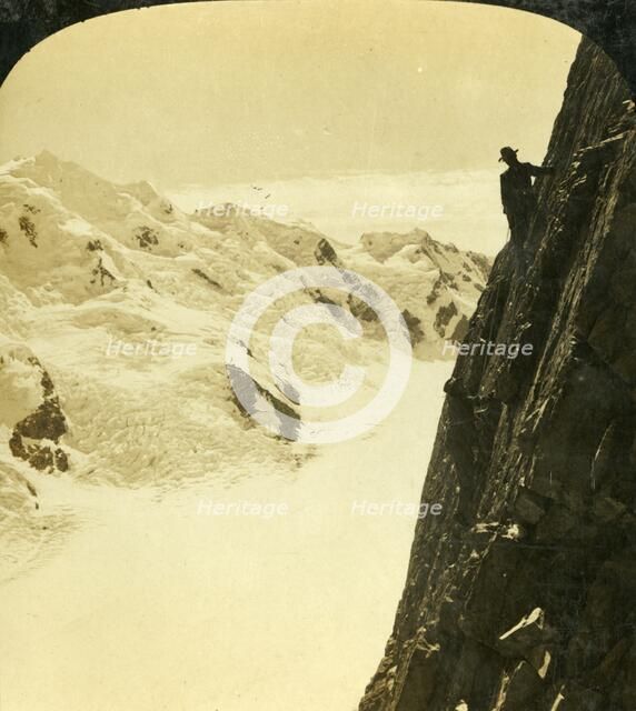 'A Dangerous Ascent, Mount Malte Brun, New Zealand, c1909. Creator: George Rose.