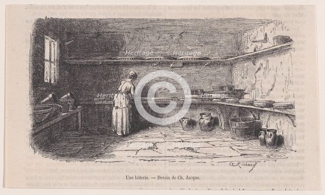 A Dairy, from "Le Magasin Pittoresque", ca. 1852. Creator: Charles Tamisier.