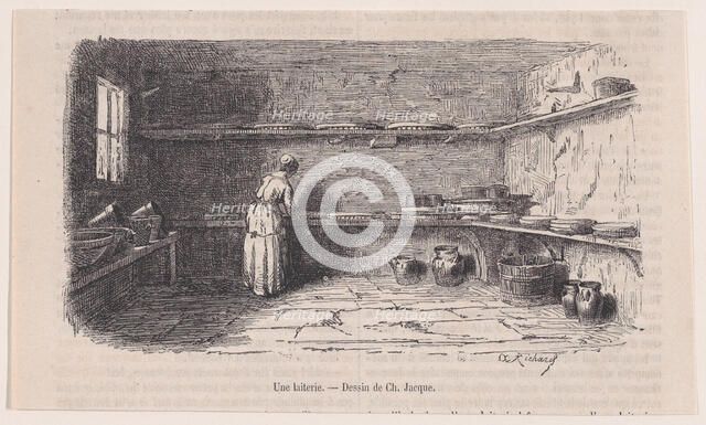 A Dairy, from "Le Magasin Pittoresque", ca. 1852. Creator: Charles Tamisier.