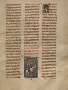 A Demoiselle Delivering a Letter from Tristan to Lancelot, about 1320-1340. Creator: Unknown