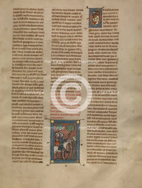 A Demoiselle Delivering a Letter from Tristan to Lancelot, about 1320-1340. Creator: Unknown.