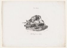 A Deer and a Lynx, 1834. Creator: Antoine-Louis Barye