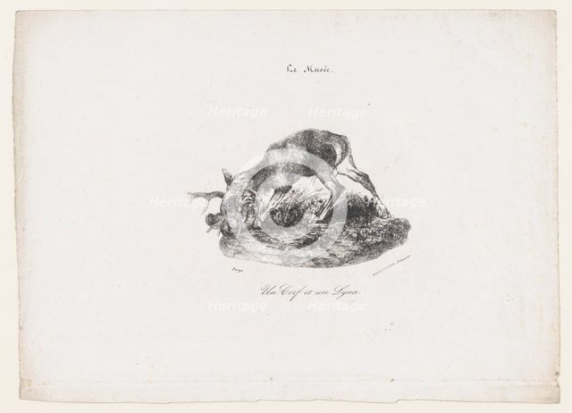 A Deer and a Lynx, 1834. Creator: Antoine-Louis Barye.