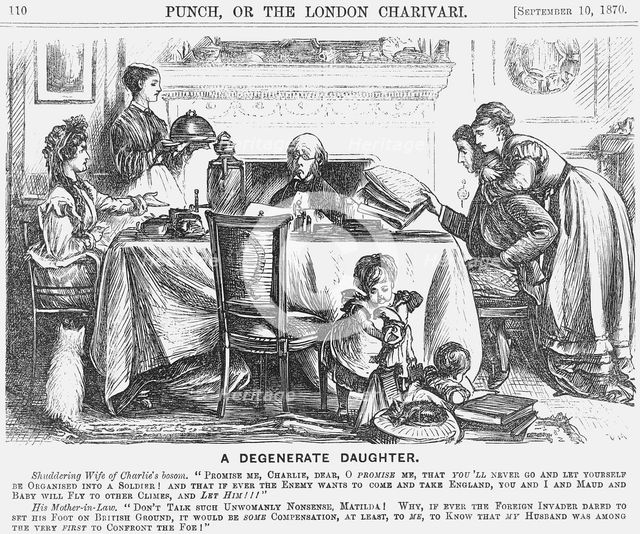 'A Degenerate Daughter', 1870. Creator: George du Maurier.