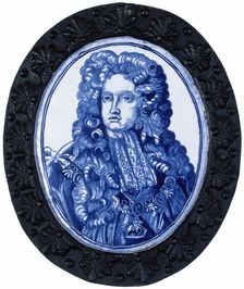 A delft plaque of Prince George, 1704