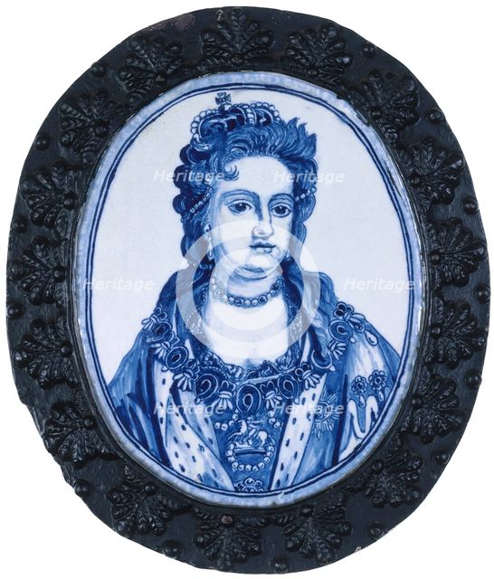 A delft plaque portraying Queen Anne, 1704. Creator: Unknown.