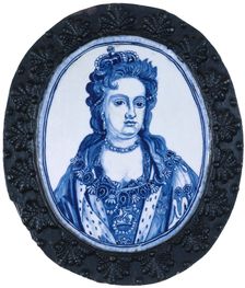 A delft plaque portraying Queen Anne, 1704. Creator: Unknown