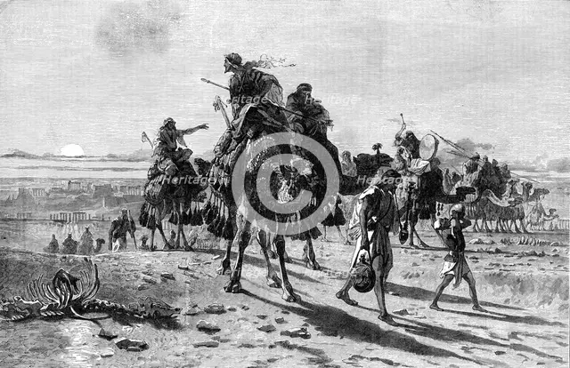 "A Departure from Palmyra", by Carl Haag, in the exhibition of the Society of Painters..., 1862. Creator: Unknown.