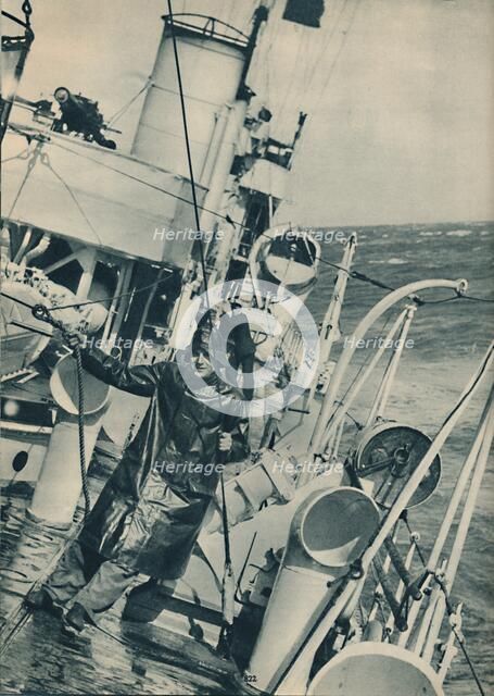 'A Destroyer in Heavy Weather', 1936. Artist: Unknown.