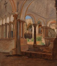 A deserted monastery courtyard, 1838. Creator: Constantin Hansen