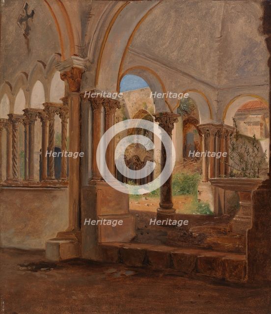 A deserted monastery courtyard, 1838. Creator: Constantin Hansen.