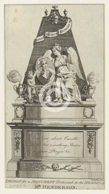 A Design for a Monument Dedicated to the Memory of Mr. Henderson, 1786., 1786. Creator: Thomas Prattent.