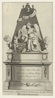 A Design for a Monument Dedicated to the Memory of Mr. Henderson, 1786., 1786. Creator: Thomas Prattent