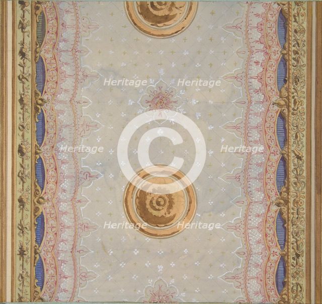 A design for the painted decoration of a ceiling or walls, 1830-97. Creators: Jules-Edmond-Charles Lachaise, Eugène-Pierre Gourdet.