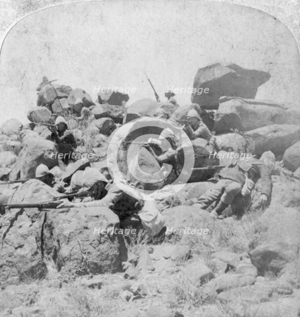 A desperate stand at the Modder River, South Africa, 2nd Boer War, 18 December 1899. Artist: Underwood & Underwood