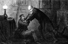 "A desperate tussle ensued, ending in the victory of Johnson, who dragged young Ajax...", 1881. Creator: R&E Taylor