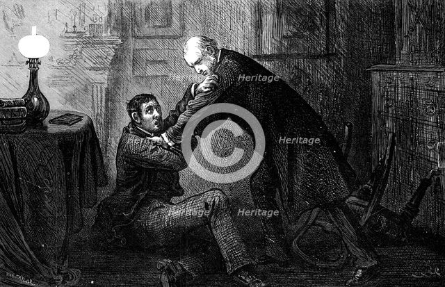 "A desperate tussle ensued, ending in the victory of Johnson, who dragged young Ajax...", 1881. Creator: R&E Taylor.