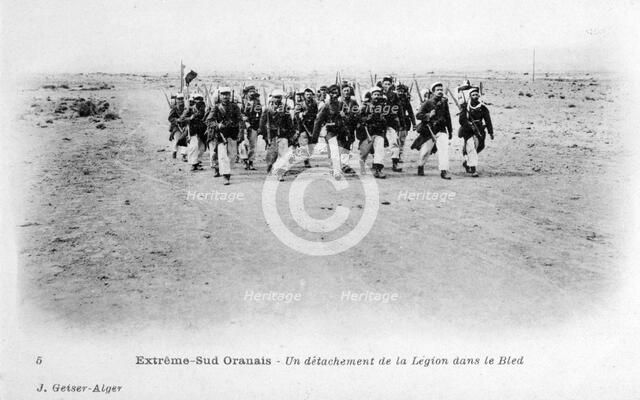 A detachment of the French Foreign Legion in the Sahara desert, Algeria, c1905. Artist: J Geiser