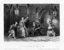 A Devotee Consulting the Sticks of Fate China, 19th century.Artist: A Fox