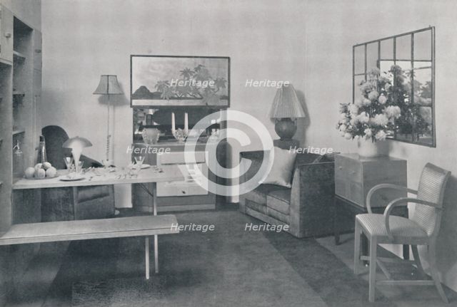 'A dining and sitting room', 1942.  Artist: Unknown.