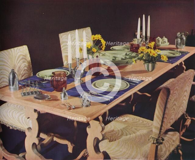 A dining table, c1939. Artist: Unknown.