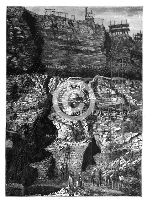 A diamond mine at Kimberley, Griqualand West, (Northern Cape, South Africa), c1890. Artist: Unknown