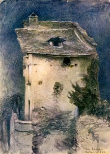 A dilapidated cottage, 19th century.Artist: John Ruskin
