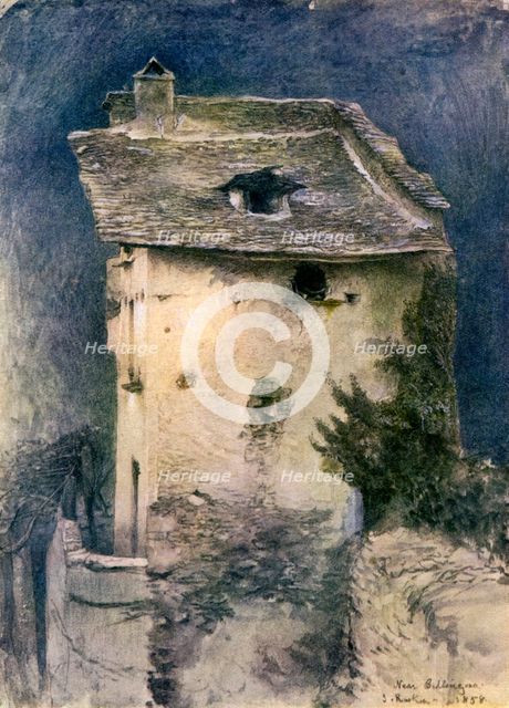 A dilapidated cottage, 19th century.Artist: John Ruskin