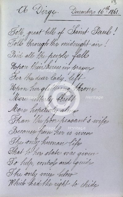 A Dirge, page from Queen Victoria's Album Consolatium, 16 December, 1861.  Creator: Unknown.