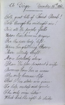 A Dirge, page from Queen Victoria's Album Consolatium, 16 December, 1861. Creator: Unknown