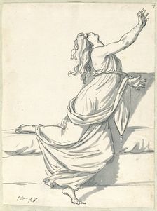 A Distraught Woman with Her Head Thrown Back, 1775/80. Creator: Jacques-Louis David