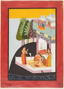 A Disconsolate Lady on a Terrace with Attendants, c. 1730. Creator: Unknown