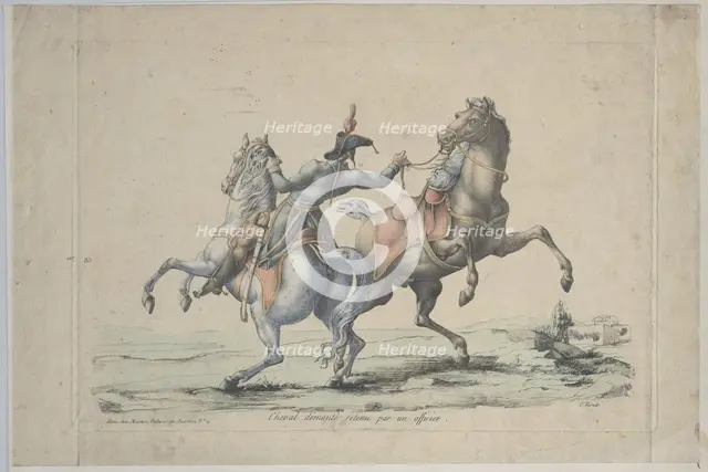 A Dismounted Horse Reined in by an Officer, 1770-1836. Creator: Carle Vernet.
