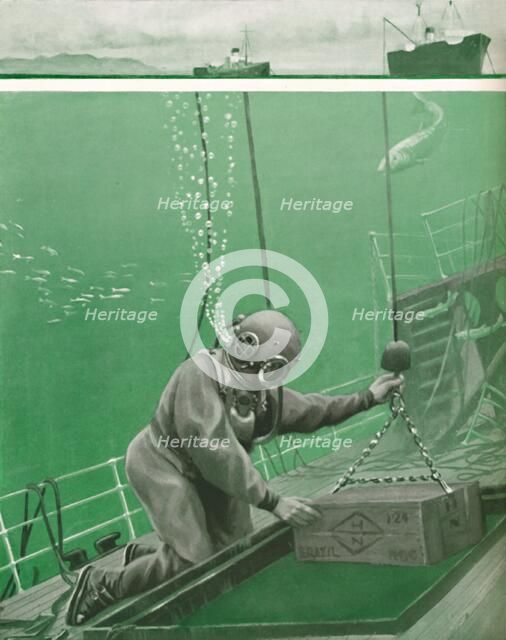 'A Diver Working Under Enormous Pressure', 1935. Artist: Unknown.