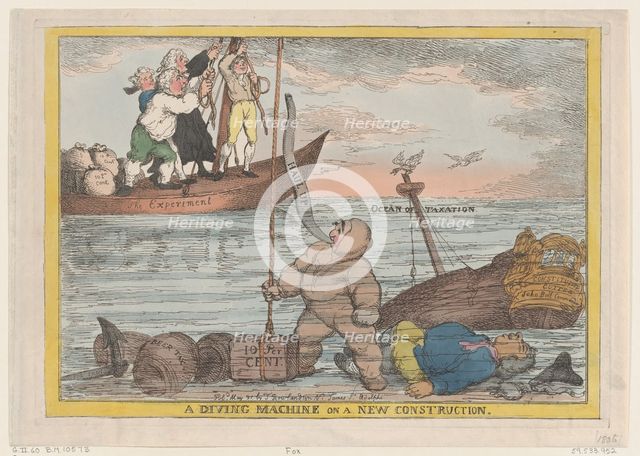 A Diving Machine on a New Construction, May 31, 1806., May 31, 1806. Creator: Thomas Rowlandson.