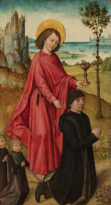A Donor and his two Sons with Saint John the Evangelist, inner left wing of a triptych, c.1480-c.148 Creator: Master of the Saint Ursula Legend