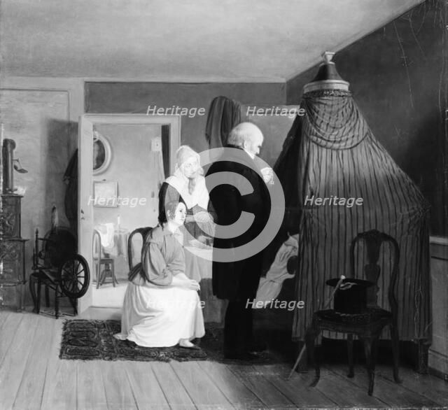A doctor at the bedside, 1840. Creator: Julius Friedlaender.
