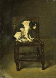 A Dog on a Chair, 1860-1891. Creator: Guillaume Anne van der Brugghen