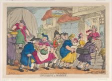 A Doleful Disaster, or Miss Fubby Fatarmin's Wig Caught Fire, September 12, ..., September 12, 1813. Creator: Thomas Rowlandson