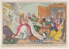 A Doleful Disaster, or Miss Fubby Fatarmin's Wig Caught Fire, September 20, ..., September 20, 1813. Creator: Thomas Rowlandson