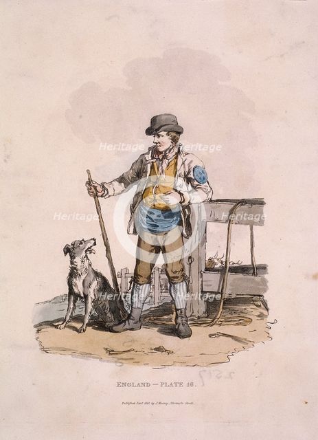 A drover and his dog, Provincial Characters, 1813. Artist: Anon