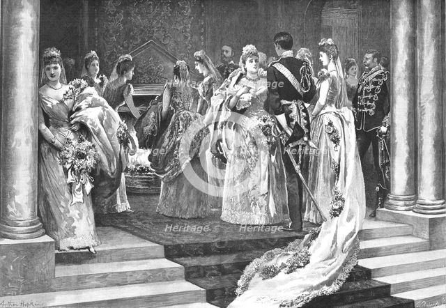 ''A Drawing-Room at Buchingham Palace -- Waiting in the corridor before presentation to...', 1890. Creators: Unknown, Charles Roberts.